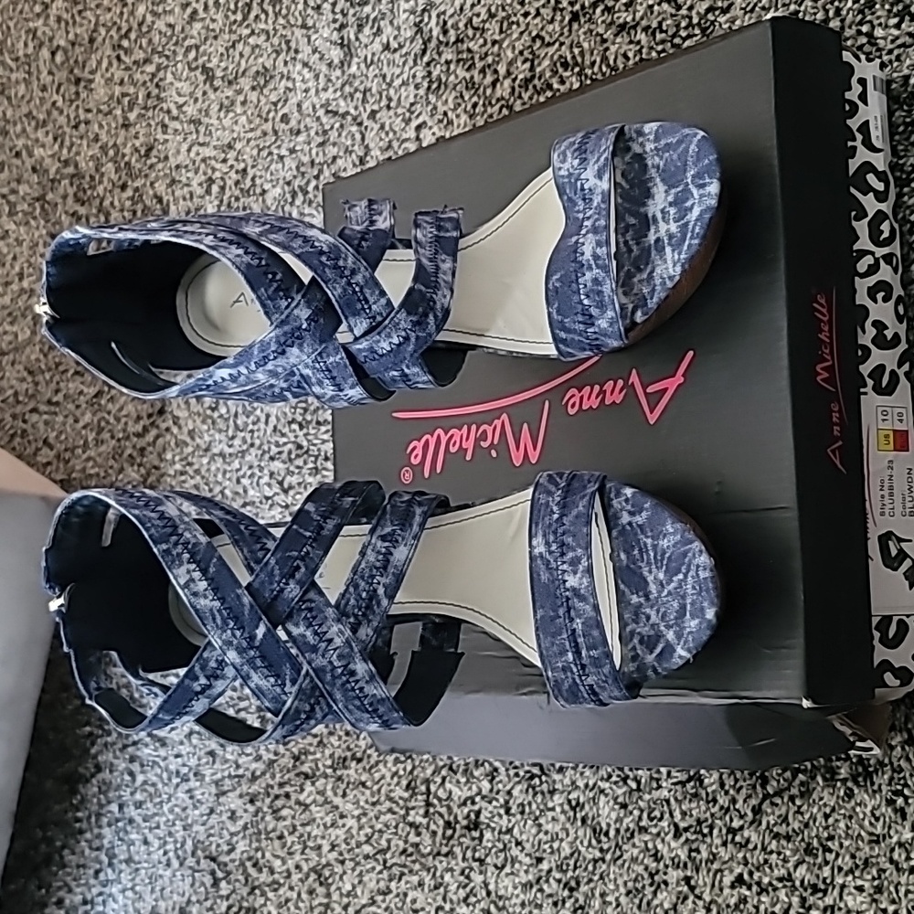 WOMENS STRAPPY DENIM STILLETOS- BRAND NEW IN BOX